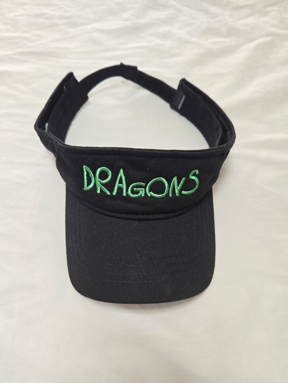 Decky Dragons Scarlett Black Youth Visor Hat Green Embroidered Adjustable
